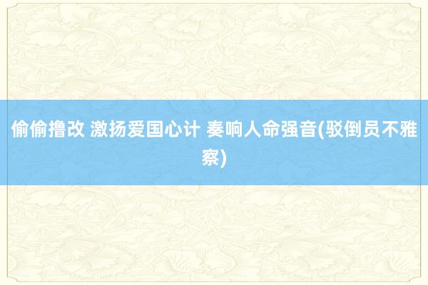 偷偷撸改 激扬爱国心计 奏响人命强音(驳倒员不雅察)