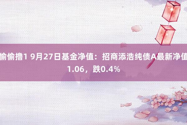 偷偷撸1 9月27日基金净值：招商添浩纯债A最新净值1.06，跌0.4%