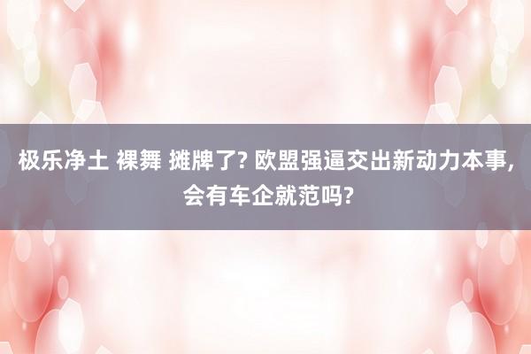 极乐净土 裸舞 摊牌了? 欧盟强逼交出新动力本事, 会有车企就范吗?