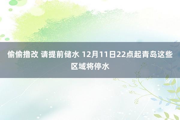 偷偷撸改 请提前储水 12月11日22点起青岛这些区域将停水