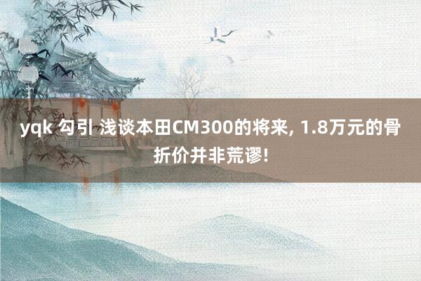 yqk 勾引 浅谈本田CM300的将来, 1.8万元的骨折价并非荒谬!