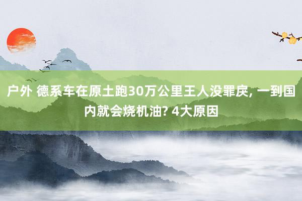 户外 德系车在原土跑30万公里王人没罪戾, 一到国内就会烧机油? 4大原因