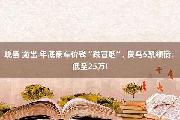 跳蛋 露出 年底豪车价钱“跌冒烟”, 良马5系领衔, 低至25万!