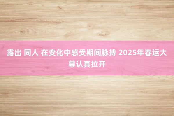 露出 同人 在变化中感受期间脉搏 2025年春运大幕认真拉开