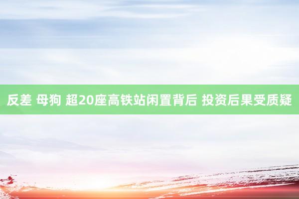 反差 母狗 超20座高铁站闲置背后 投资后果受质疑