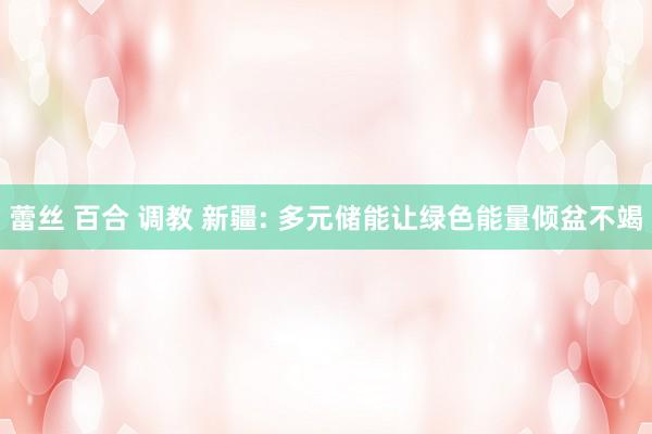 蕾丝 百合 调教 新疆: 多元储能让绿色能量倾盆不竭
