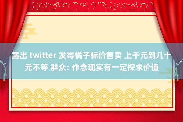 露出 twitter 发霉橘子标价售卖 上千元到几十元不等 群众: 作念现实有一定探求价值