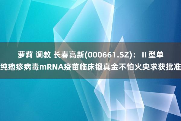 萝莉 调教 长春高新(000661.SZ)：Ⅱ型单纯疱疹病毒mRNA疫苗临床锻真金不怕火央求获批准