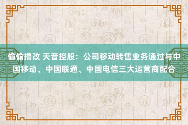 偷偷撸改 天音控股：公司移动转售业务通过与中国移动、中国联通、中国电信三大运营商配合