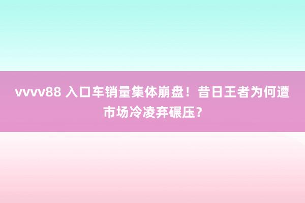 vvvv88 入口车销量集体崩盘！昔日王者为何遭市场冷凌弃碾压？