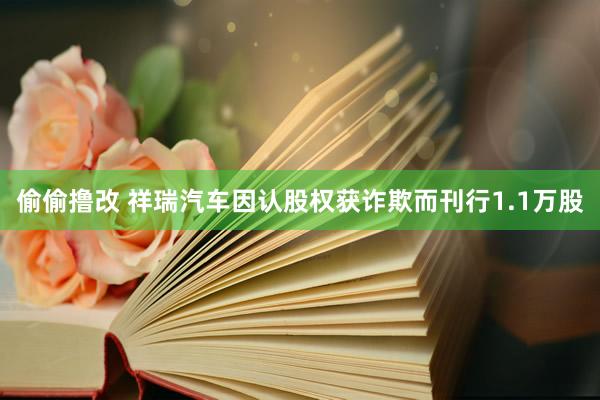 偷偷撸改 祥瑞汽车因认股权获诈欺而刊行1.1万股
