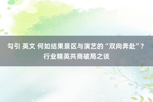 勾引 英文 何如结果景区与演艺的“双向奔赴”? 行业精英共商破局之谈