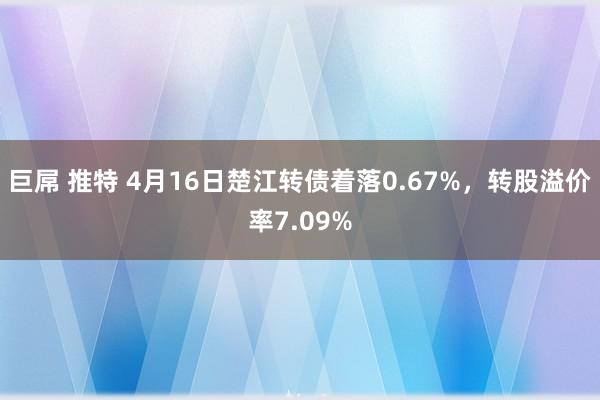 巨屌 推特 4月16日楚江转债着落0.67%，转股溢价率7.09%